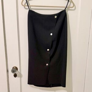 Topshop Black Pencil Skirt with Button Detail